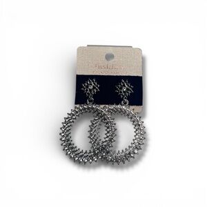 Medium silver-tone dangle hoop earrings